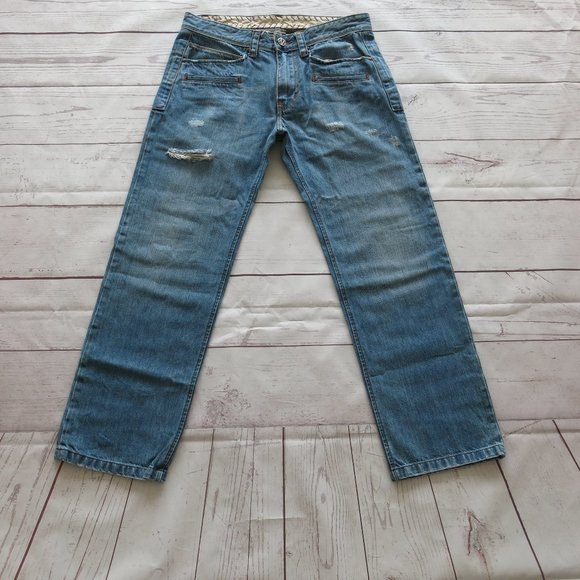 Armani Exchange Cotton Ripped Distressed Straight Leg Denim Jeans Size 31 Short - Picture 1 of 6
